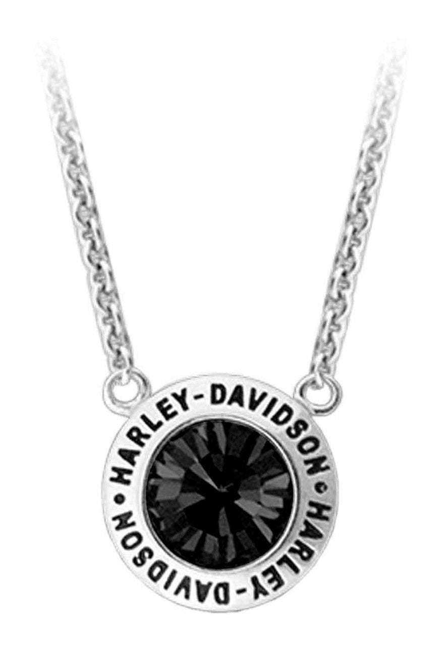 Women's Black Crystal Stone Script Chain Necklace | Harley-Davidson